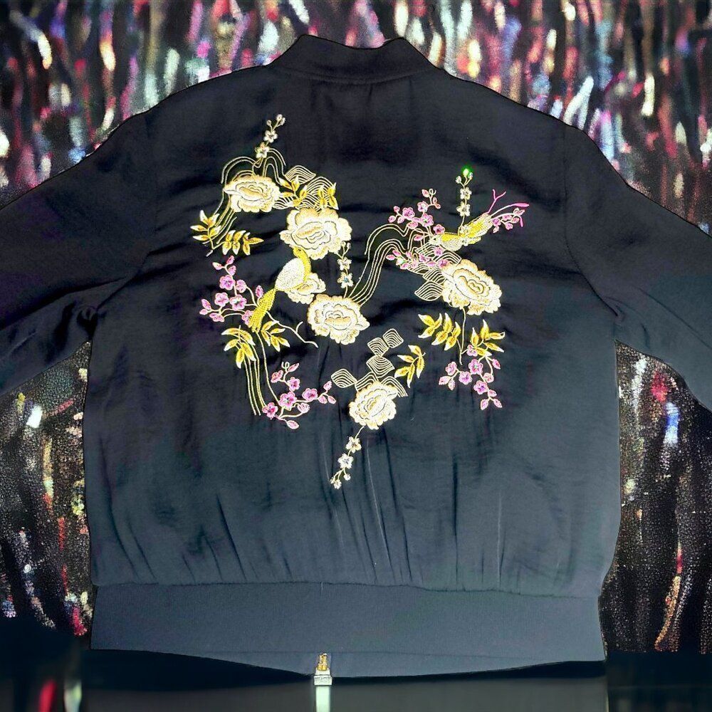 Jennifer Lopez black floral embroidery sequins jacket - Picture 5 of 7